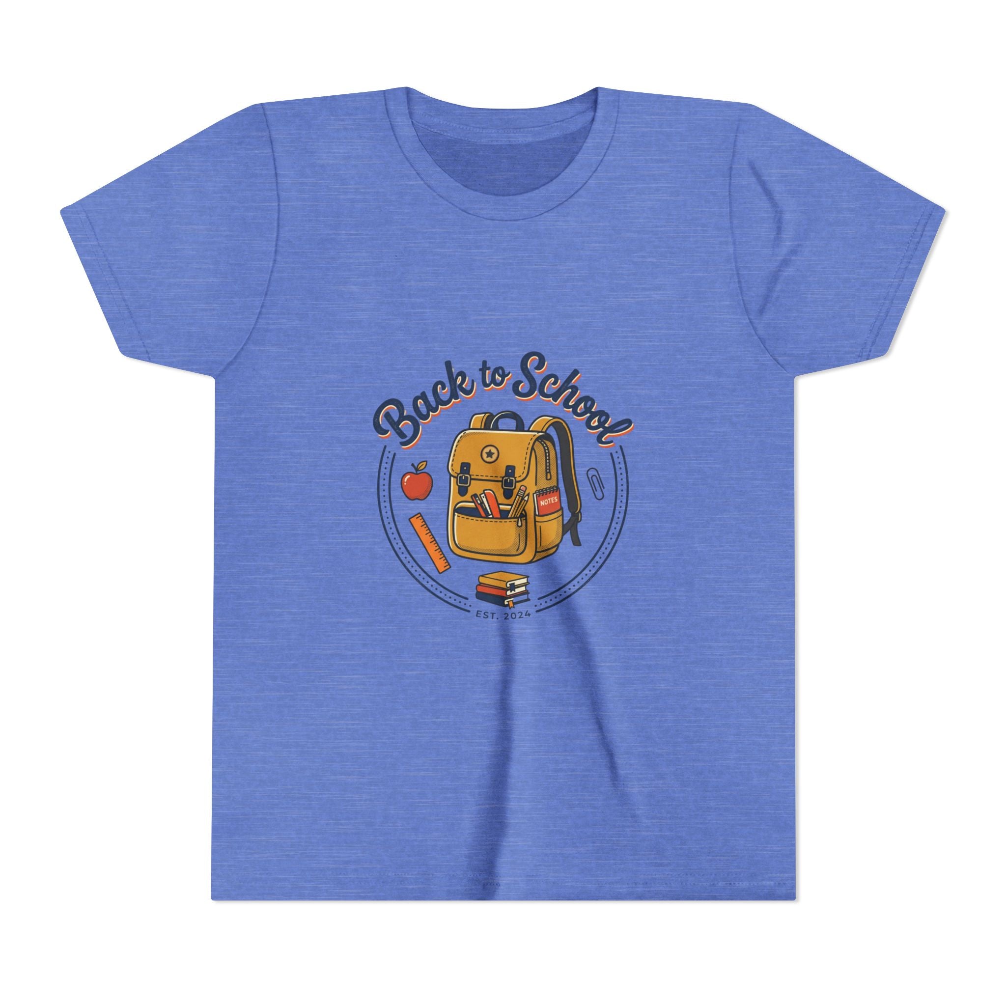 Back to School Youth Tee – Cute Backpack & Apple Kids T‑Shirt for First Day of School
