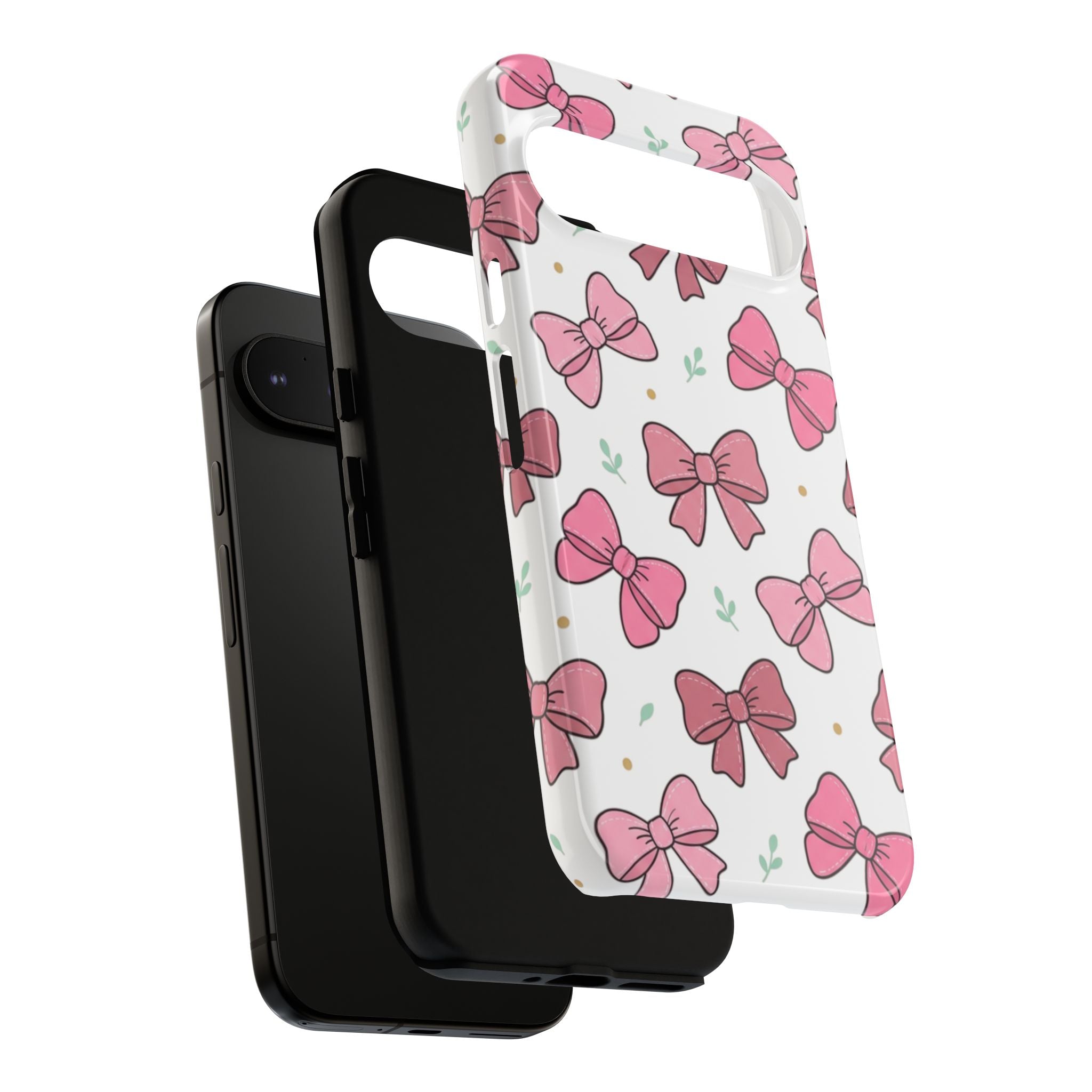 Pink Bow Pattern Phone Case — Cute Floral Ribbon Tough Case