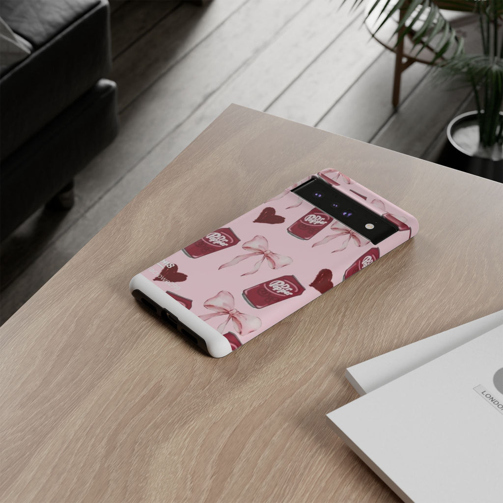 Dr Pepper Pink Bow Phone Case — Cute Soda Pattern Tough Case