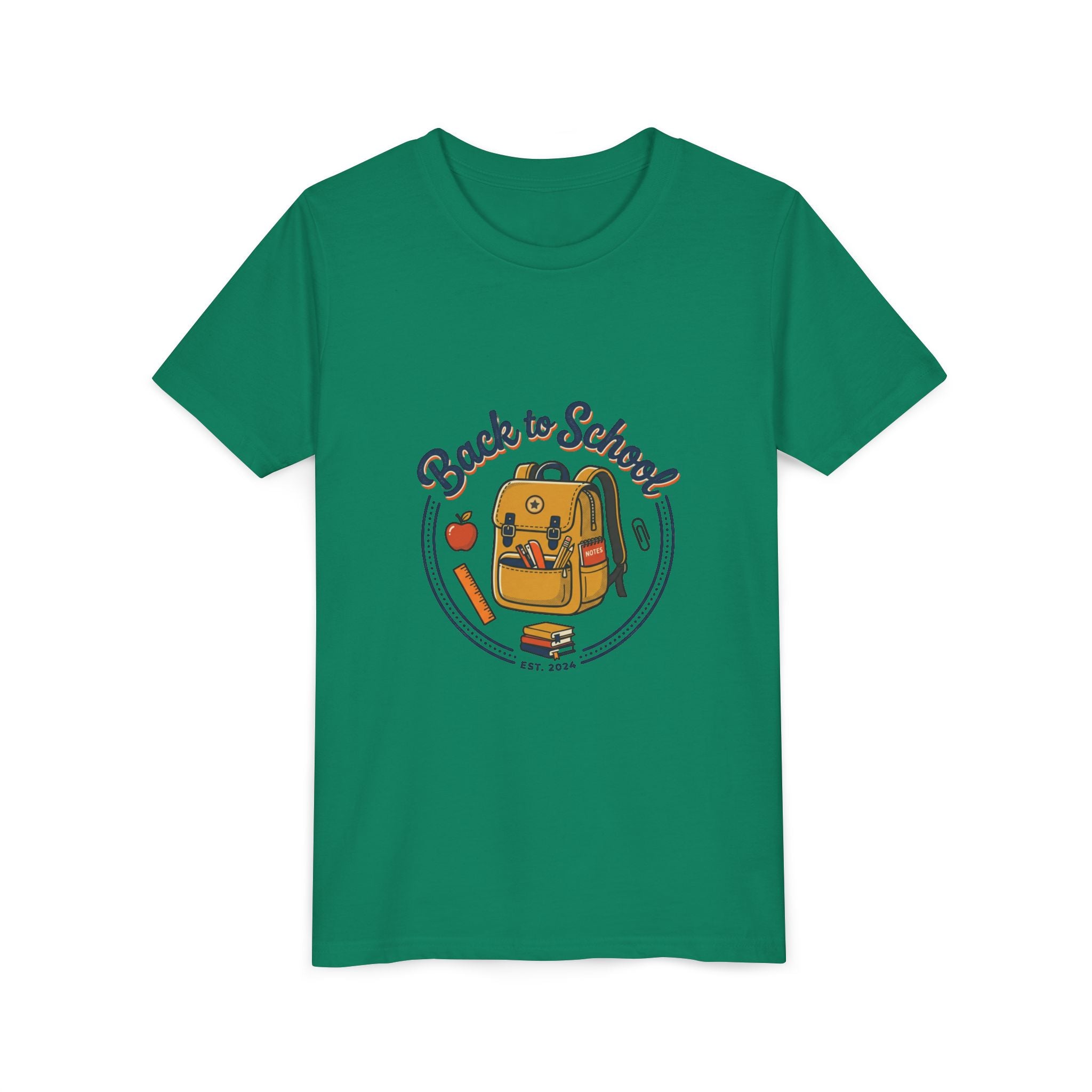 Back to School Youth Tee – Cute Backpack & Apple Kids T‑Shirt for First Day of School