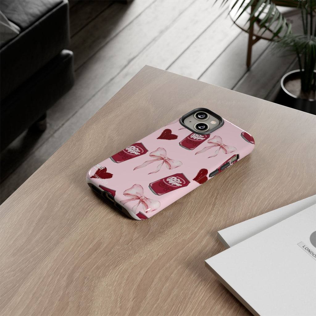 Dr Pepper Pink Bow Phone Case — Cute Soda Pattern Tough Case