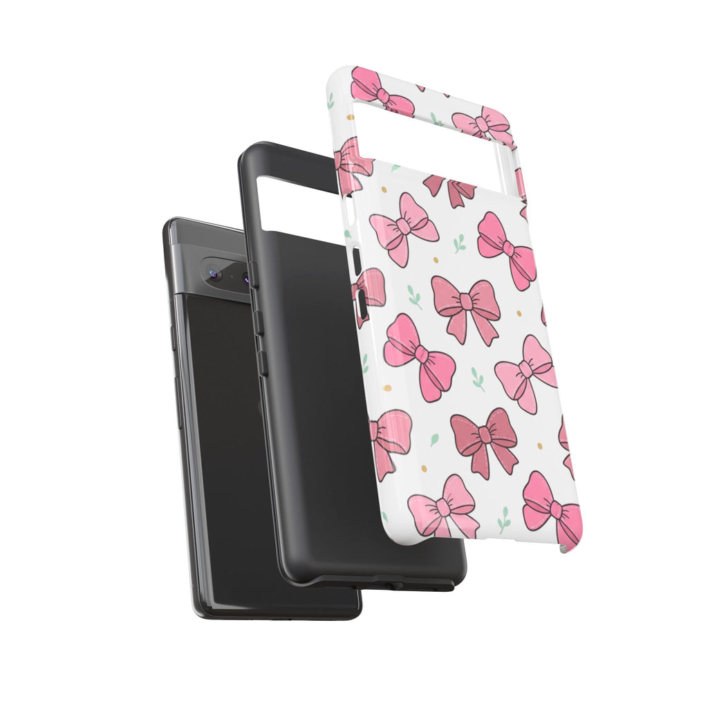 Pink Bow Pattern Phone Case — Cute Floral Ribbon Tough Case