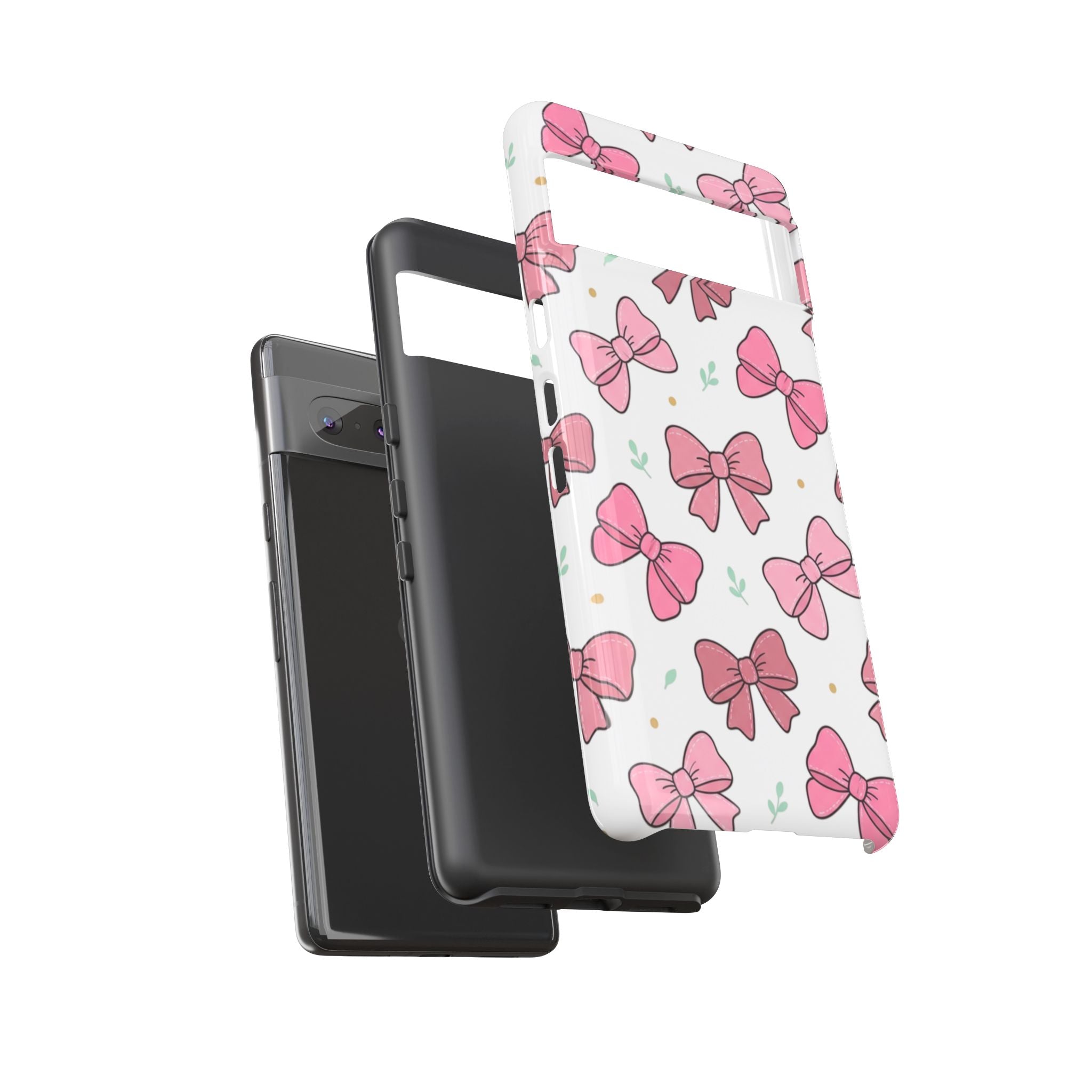 Pink Bow Pattern Phone Case — Cute Floral Ribbon Tough Case