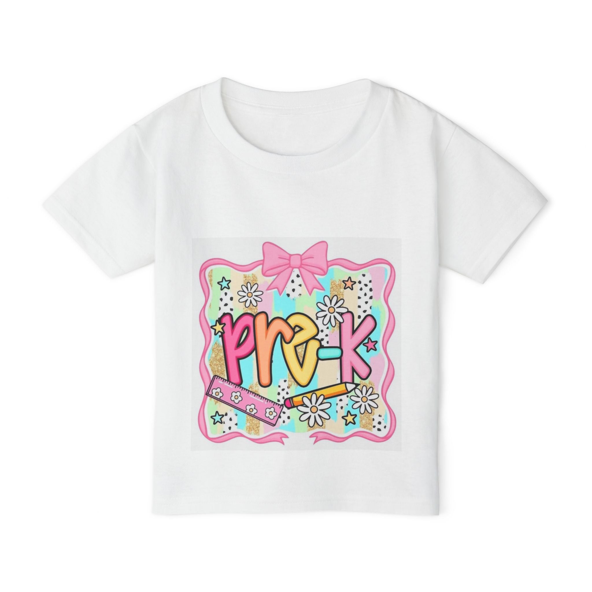 Pre-K Toddler T‑Shirt — Cute Back-to-School Preschool Shirt with Bow & Flowers