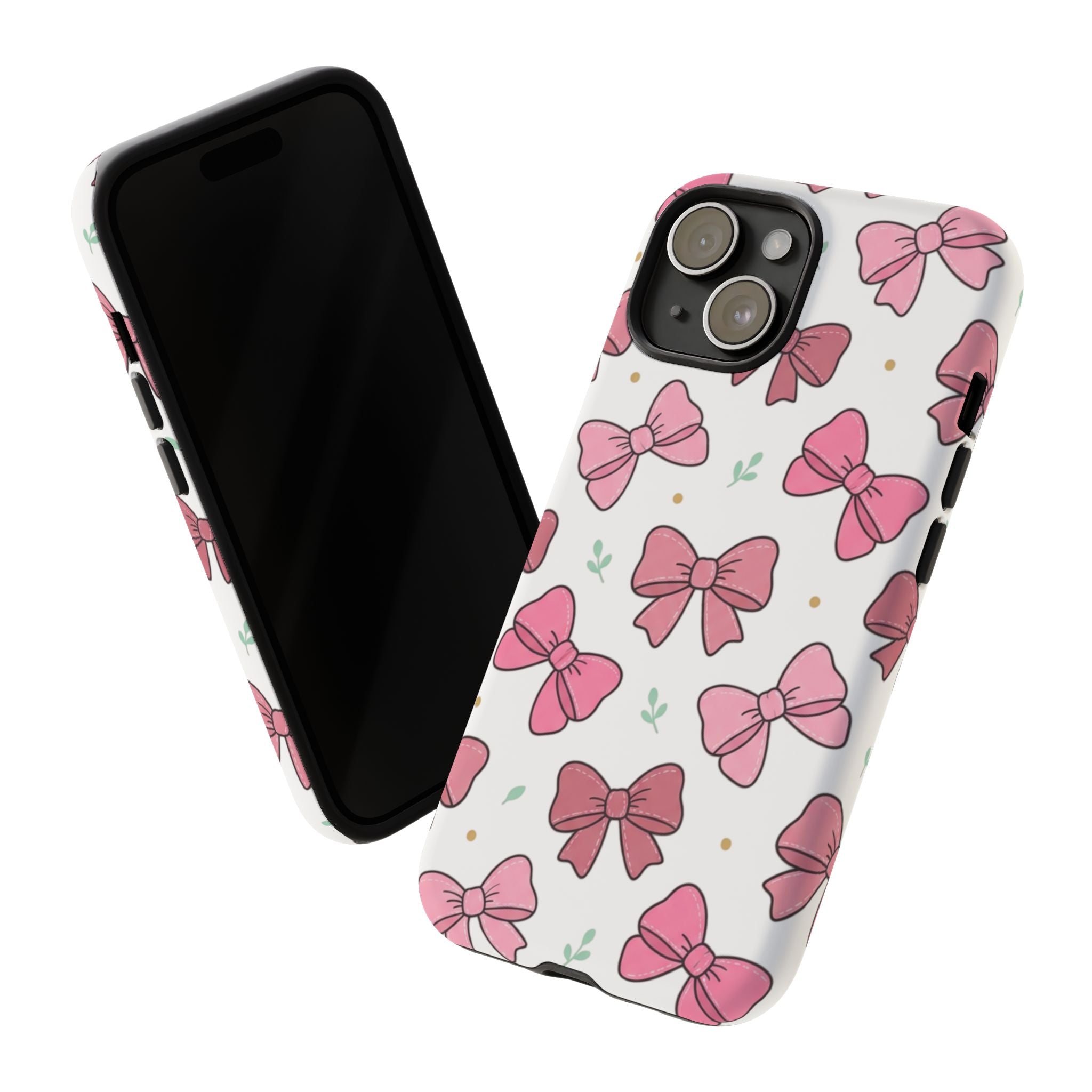 Pink Bow Pattern Phone Case — Cute Floral Ribbon Tough Case