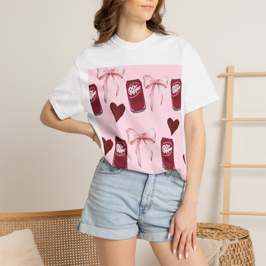 Dr Pepper Pink Pattern T-Shirt — Cute Soda Hearts & Bows Tee