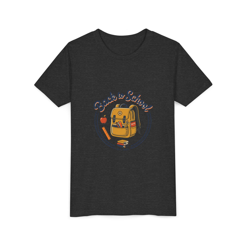 Back to School Youth Tee – Cute Backpack & Apple Kids T‑Shirt for First Day of School