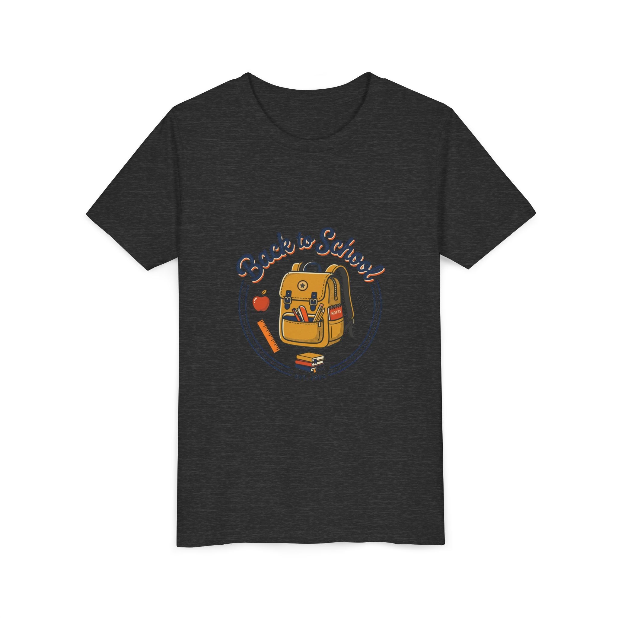 Back to School Youth Tee – Cute Backpack & Apple Kids T‑Shirt for First Day of School