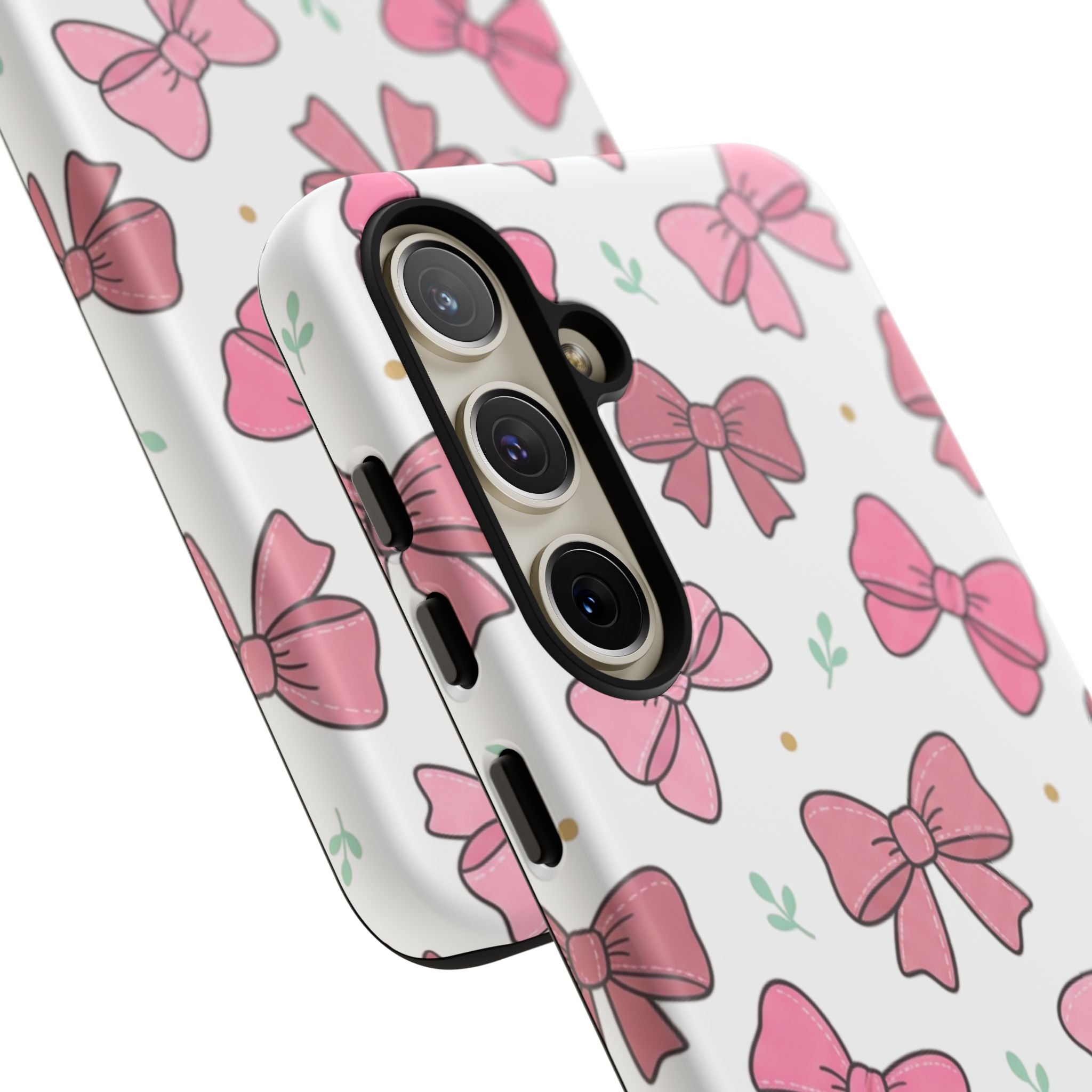 Pink Bow Pattern Phone Case — Cute Floral Ribbon Tough Case