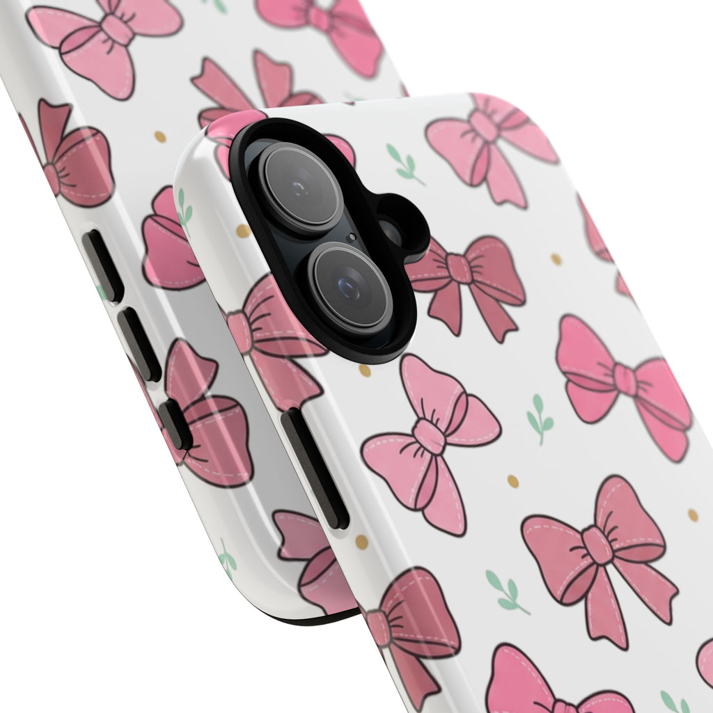 Pink Bow Pattern Phone Case — Cute Floral Ribbon Tough Case