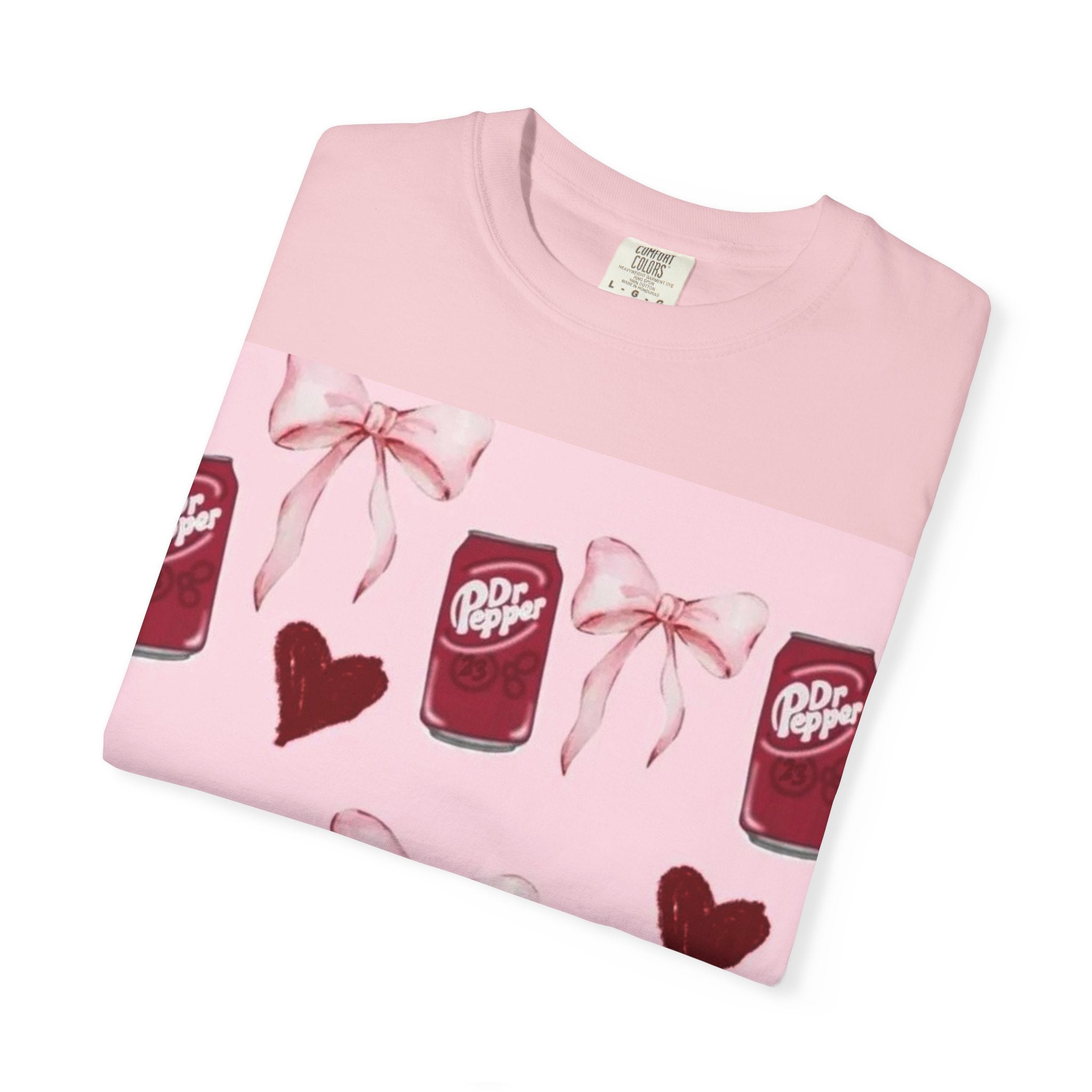 Dr Pepper Pink Pattern T-Shirt — Cute Soda Hearts & Bows Tee