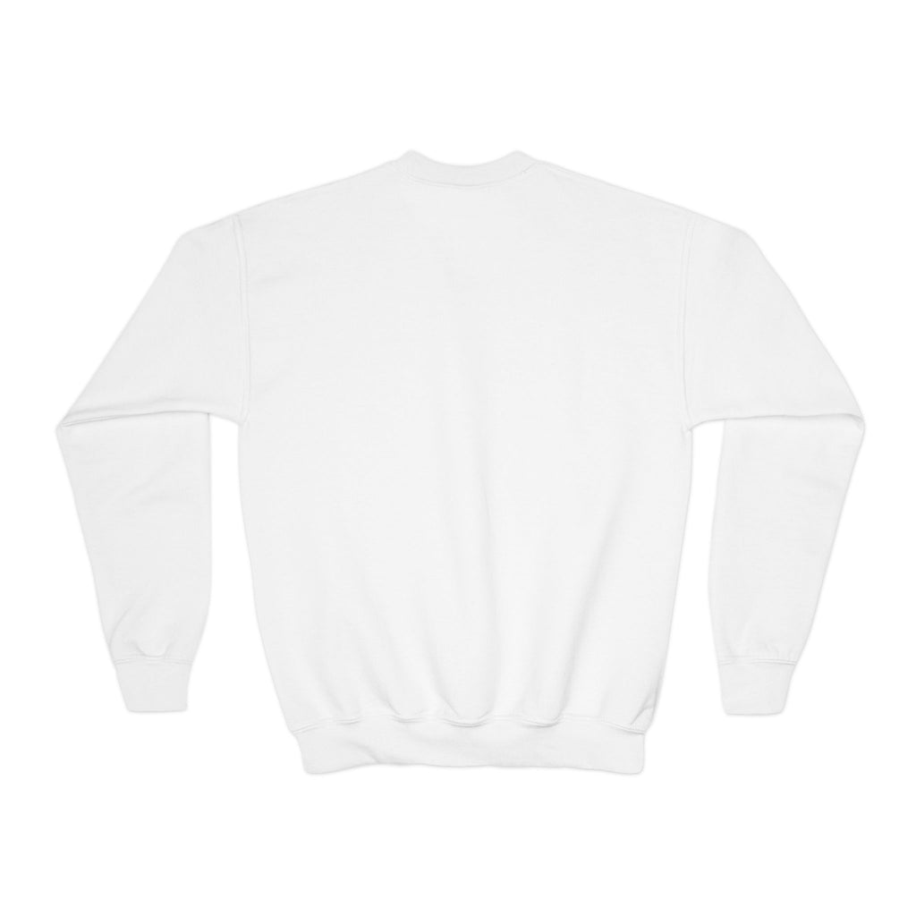 Youth Crewneck Sweatshirt — Festive Pink Bow & Soda Can Graphic