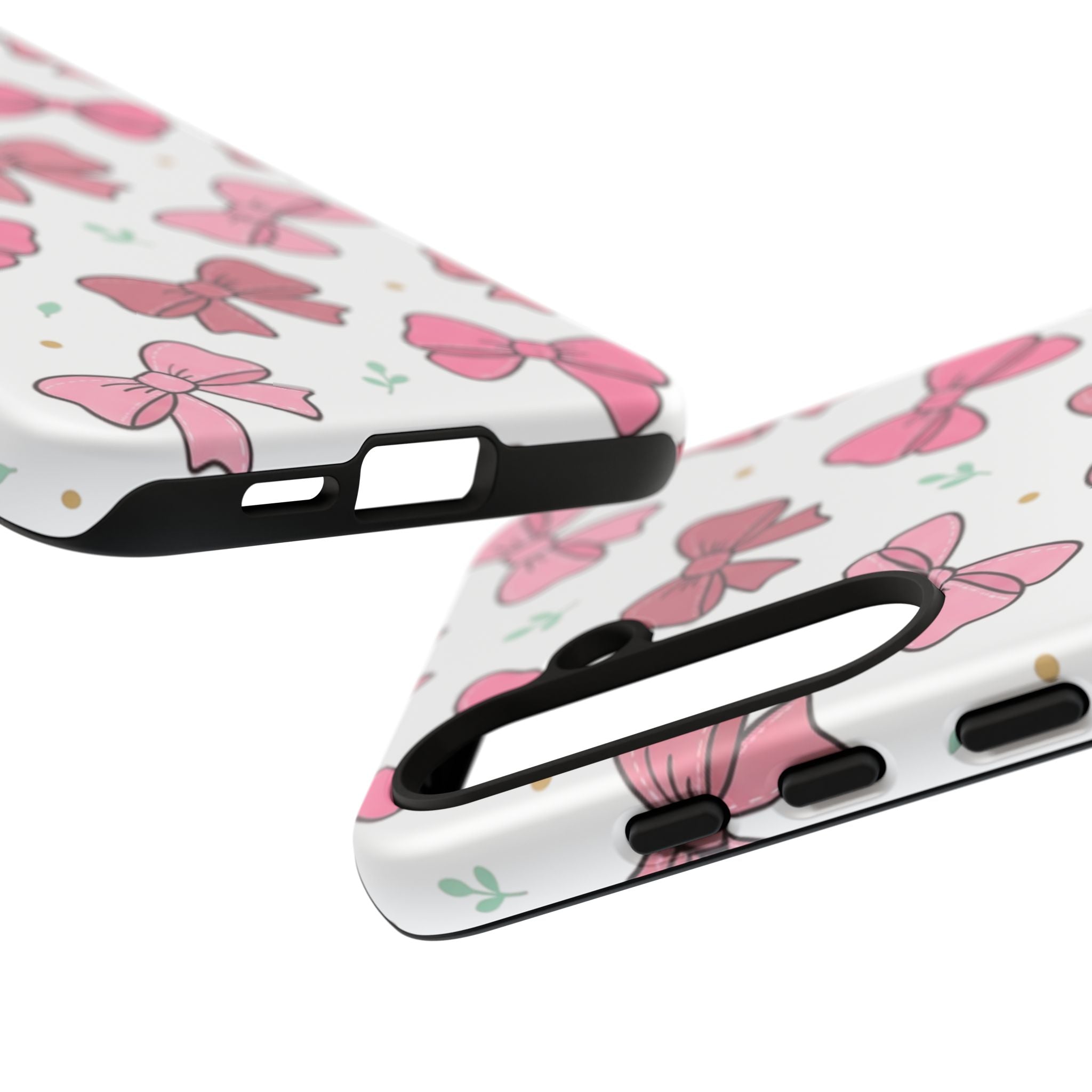 Pink Bow Pattern Phone Case — Cute Floral Ribbon Tough Case