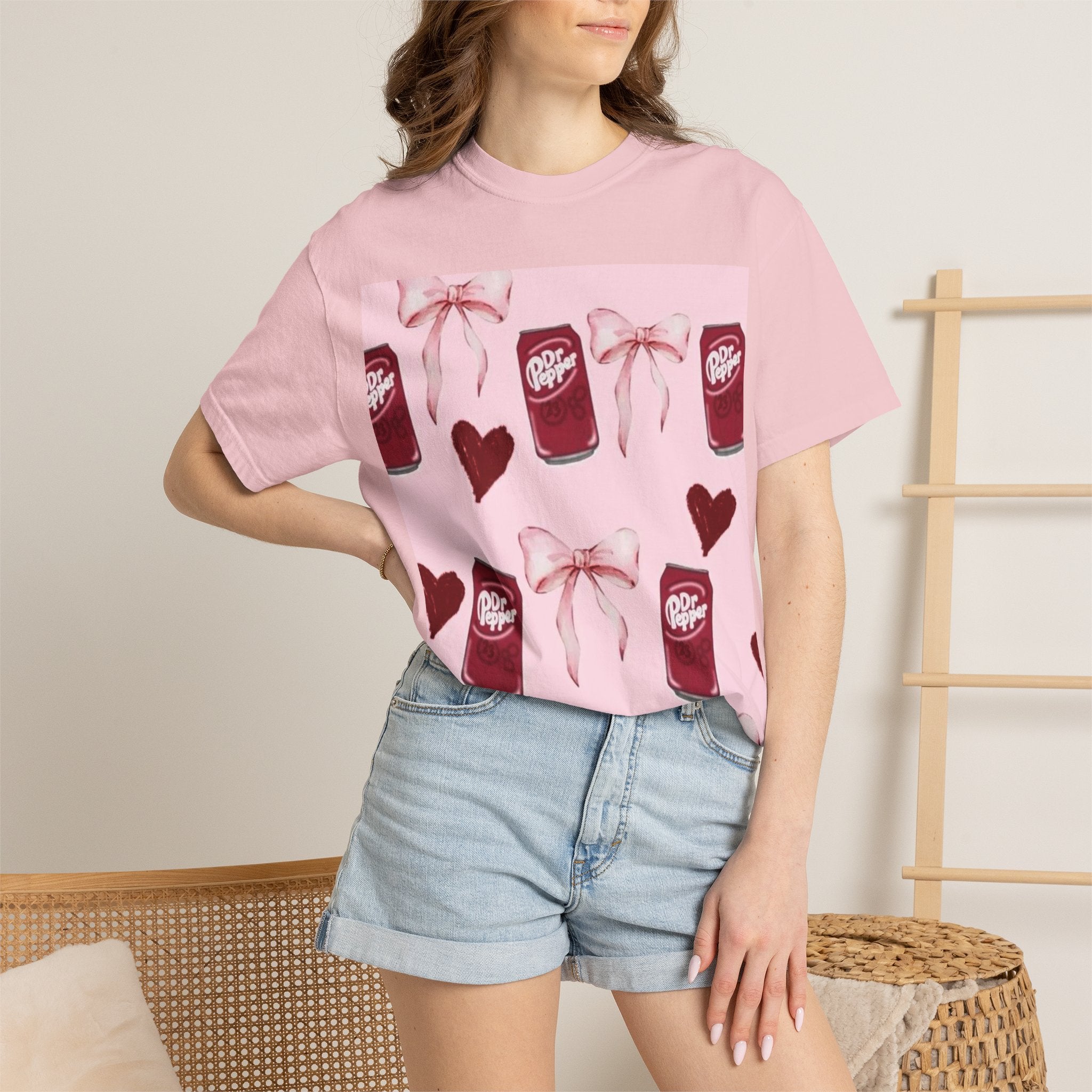 Dr Pepper Pink Pattern T-Shirt — Cute Soda Hearts & Bows Tee