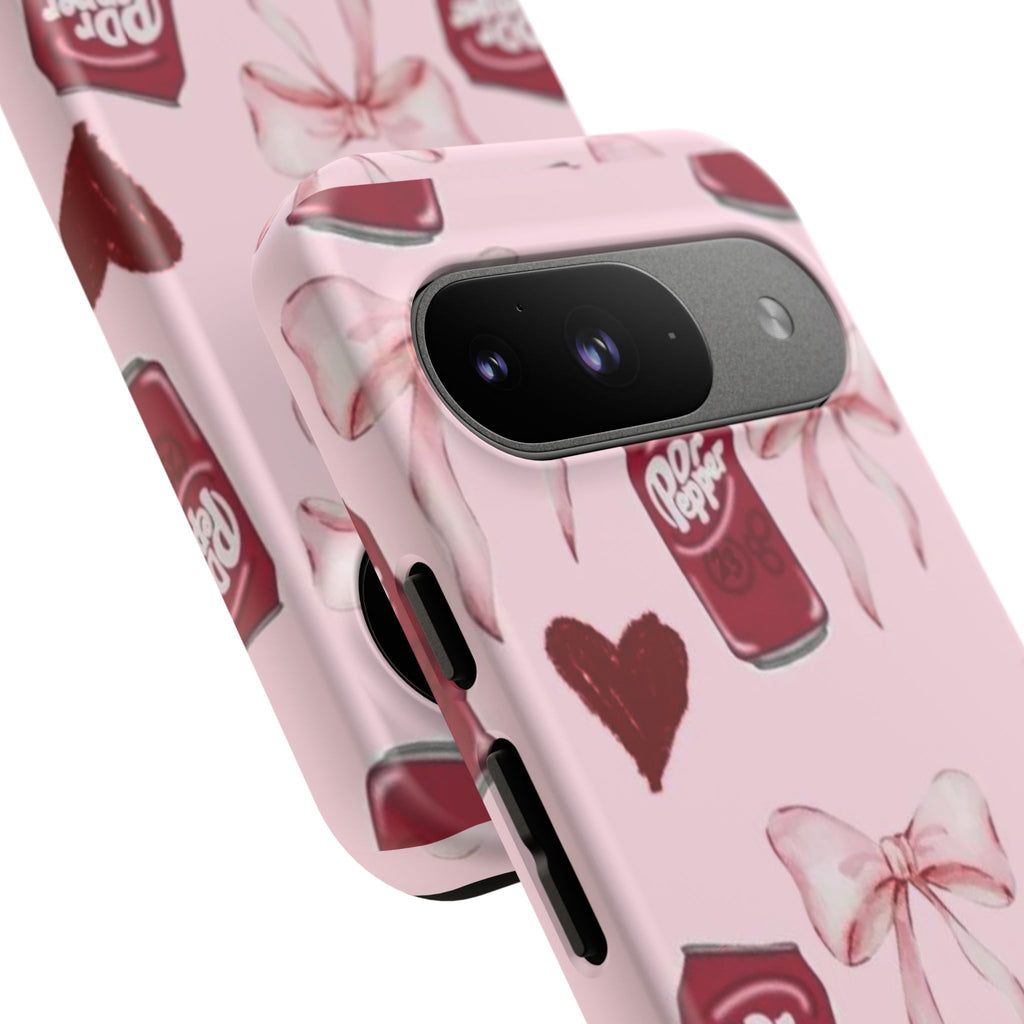 Dr Pepper Pink Bow Phone Case — Cute Soda Pattern Tough Case