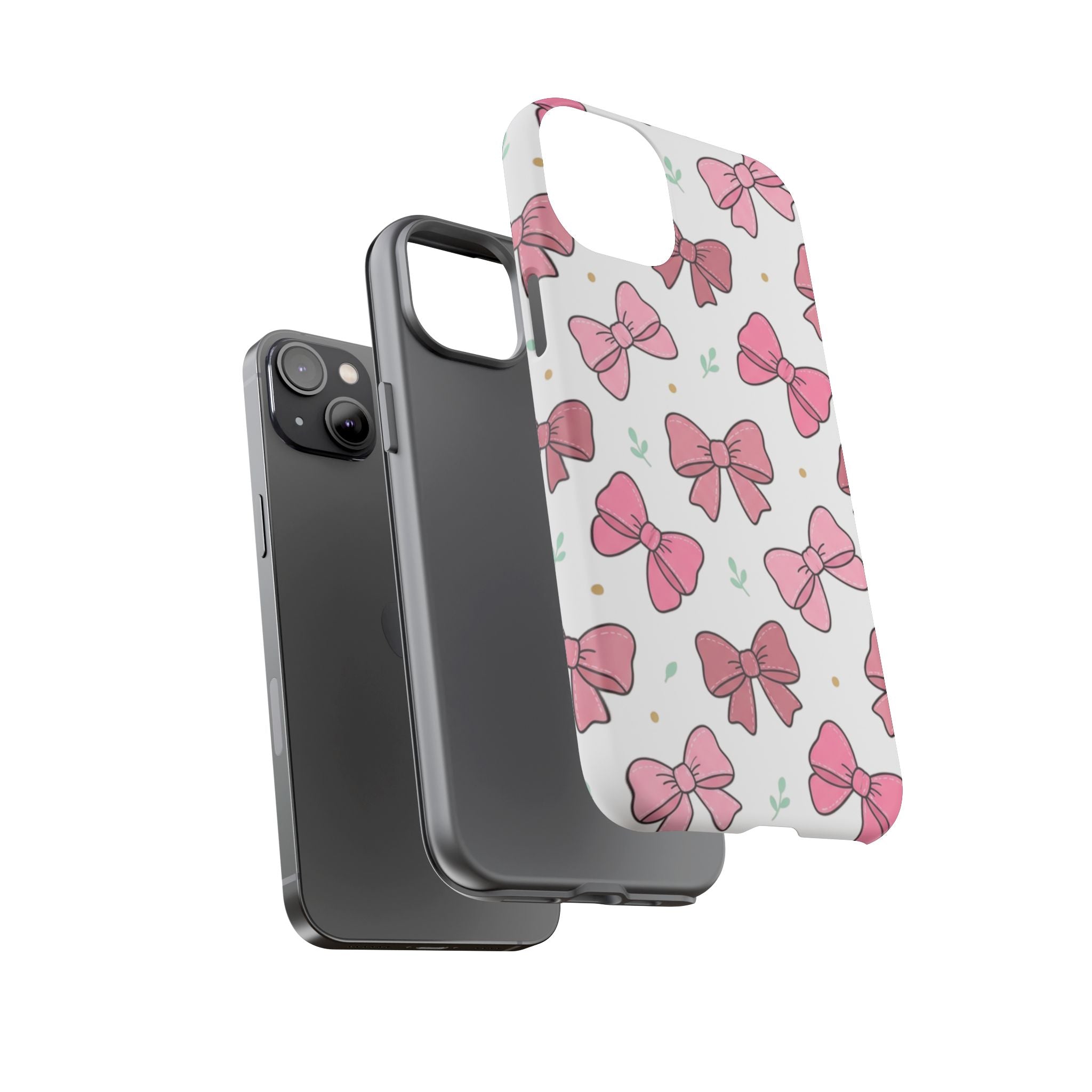 Pink Bow Pattern Phone Case — Cute Floral Ribbon Tough Case