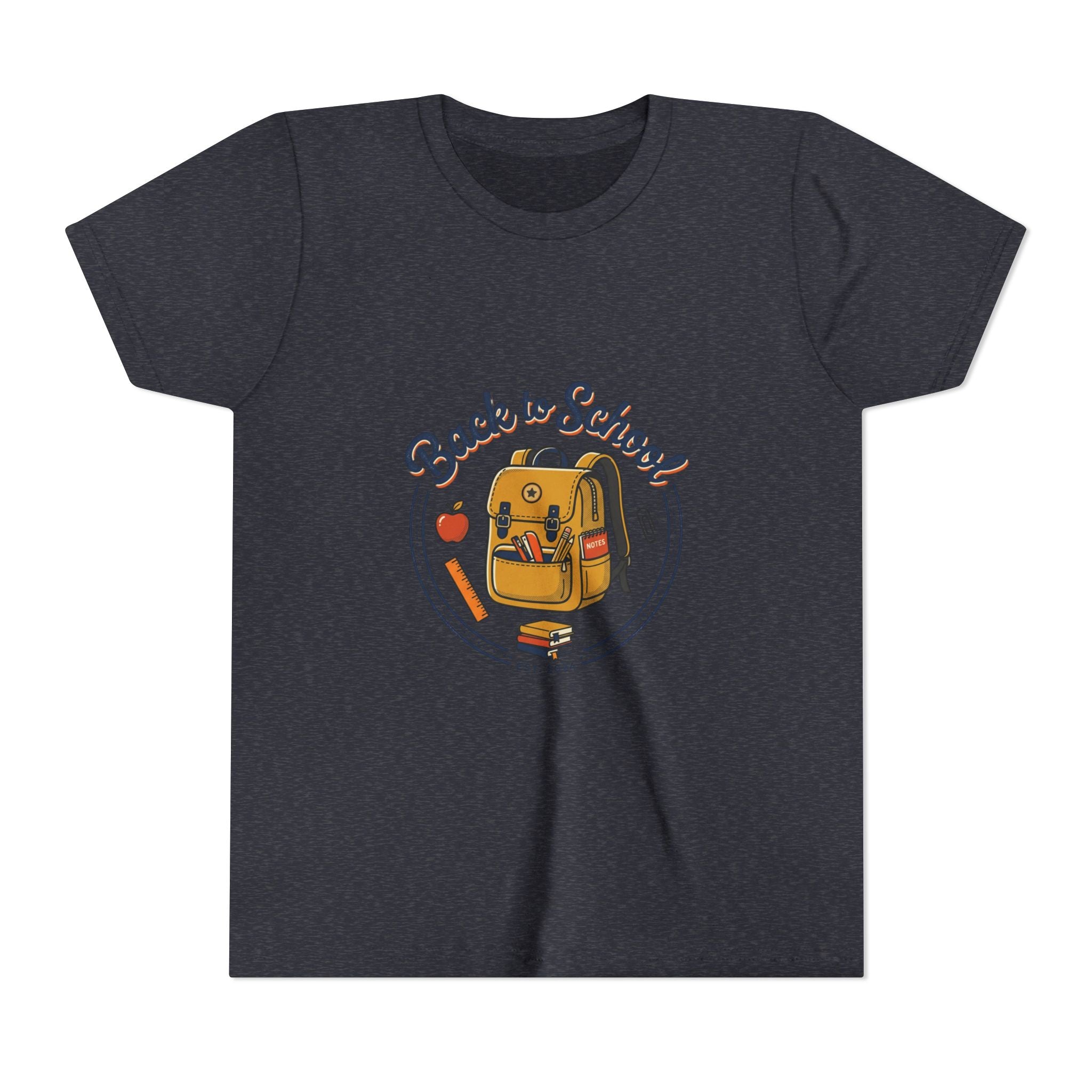 Back to School Youth Tee – Cute Backpack & Apple Kids T‑Shirt for First Day of School