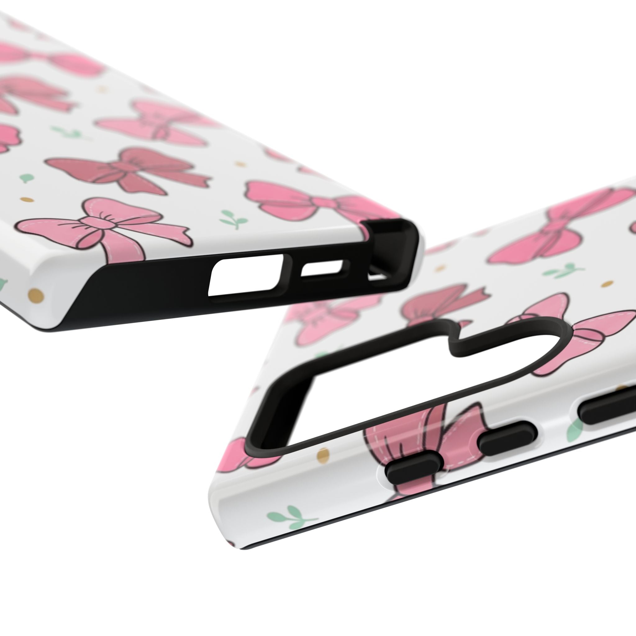 Pink Bow Pattern Phone Case — Cute Floral Ribbon Tough Case